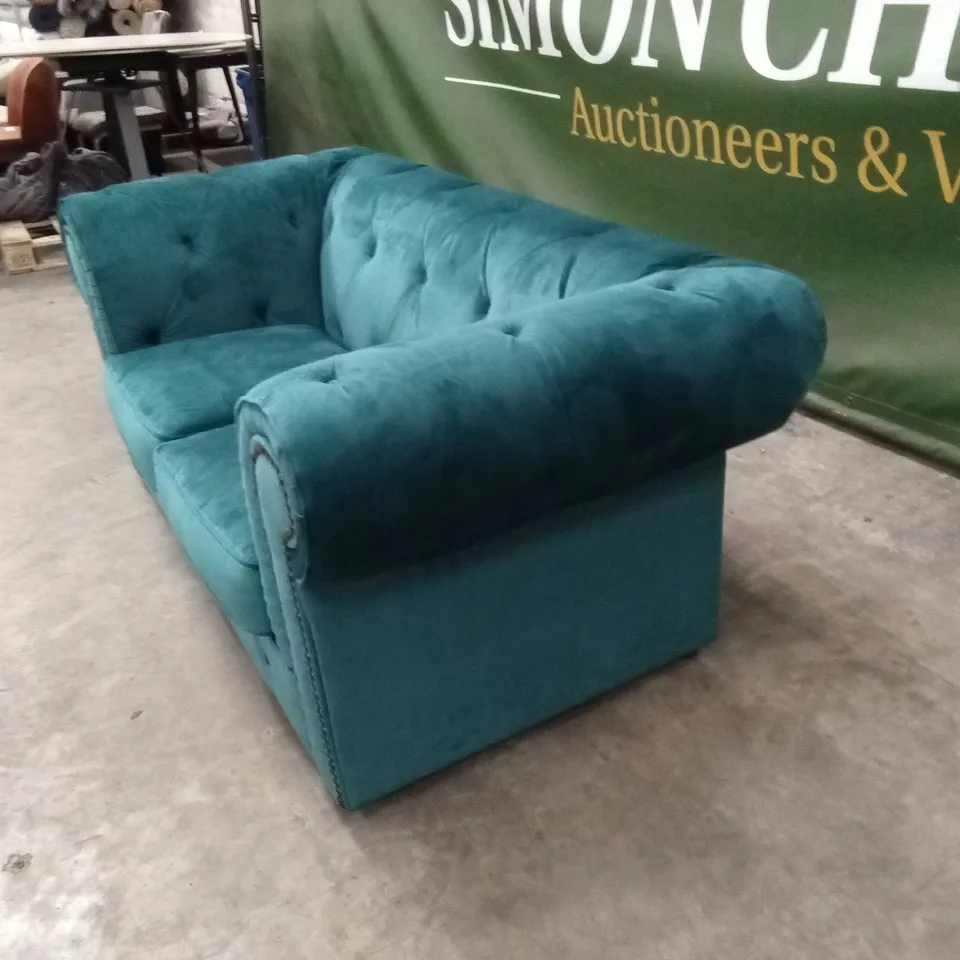 AARON 2 SEATER CHESTERFIELD SOFA - TEAL