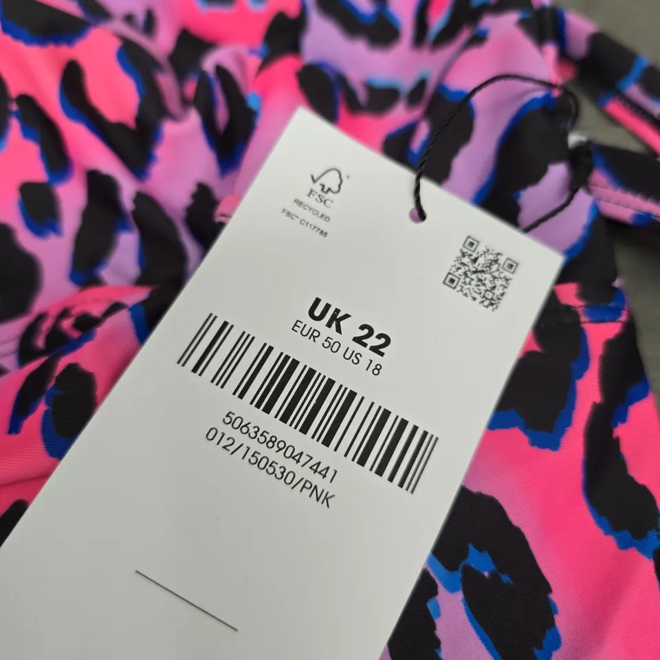 YOURS PINK LEOPARD PRINT SLEEVELESS SWIM TOP – UK 22 (EU 50)