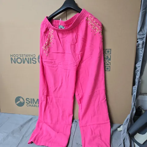 PINK EMBROIDERED NIGHTWEAR JUMPSUIT β MEDIUM (M) LA MAREY
