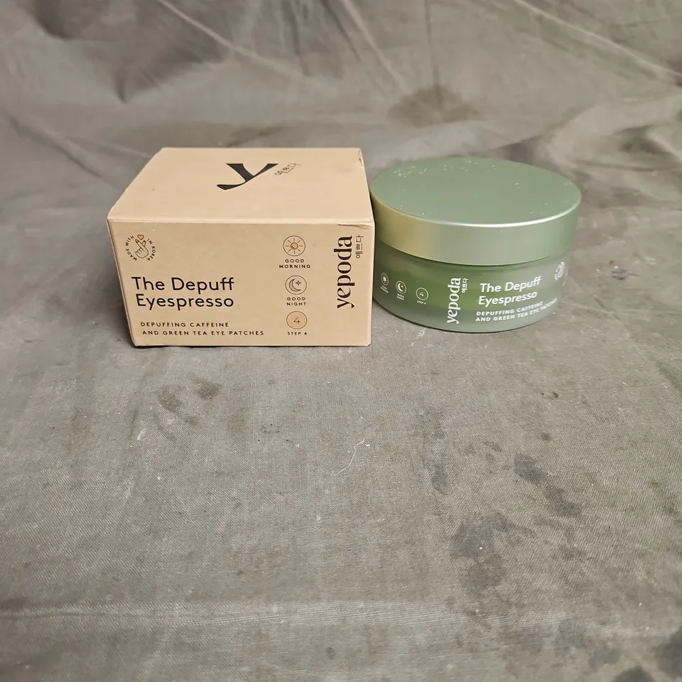 BOXED YEPODA THE DEPUFF EYEPRESSO CAFFEINE AND GREEN TEA EYE PATCHES 60 PADS