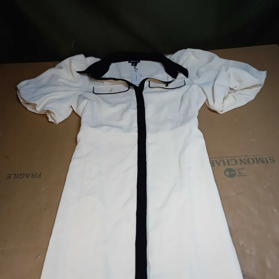 KAREN MILLEN BELTED TWILL SHORT SLEEVE MIDI DRESS SIZE 14