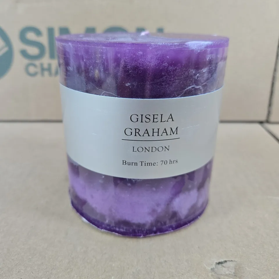 4 X BOXES OF GISELA GRAHAM 70HR BURN CANDLES IN PURPLE - 6 CANDLES PER BOX 