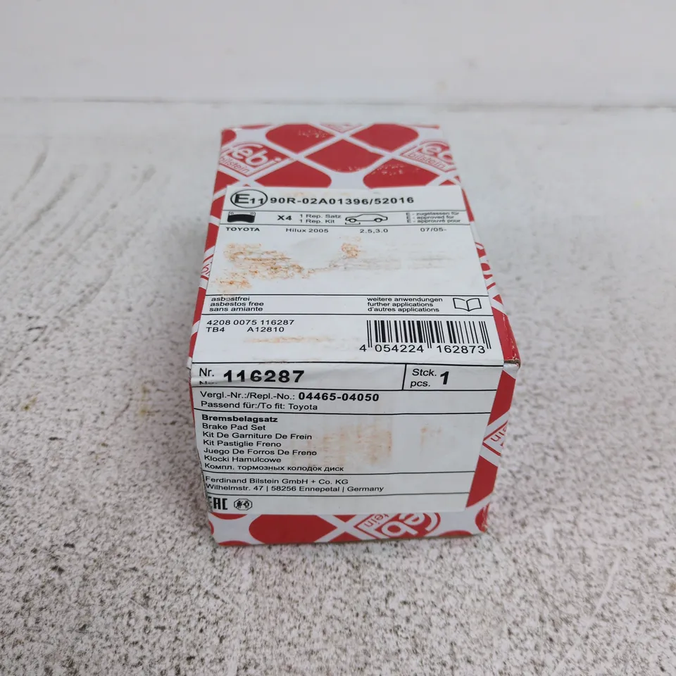 BOXED FEBI BILSTEIN 116287 BRAKE PAD SET