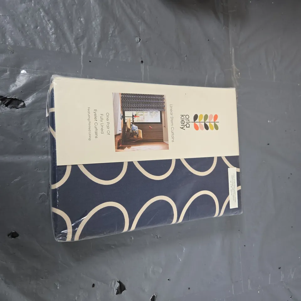 ORLA KIELY LINEAR STEM WHALE CURTAINS – NAVY, 168 CM X 229 CM (66 X 90 IN) PAIR, FULLY LINED EYELET