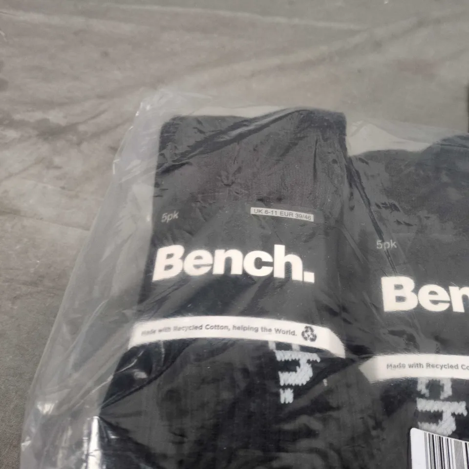 BENCH. 2X5 PACK SOCKS IN BLACK – UK 6-11 (EUR 39/46)