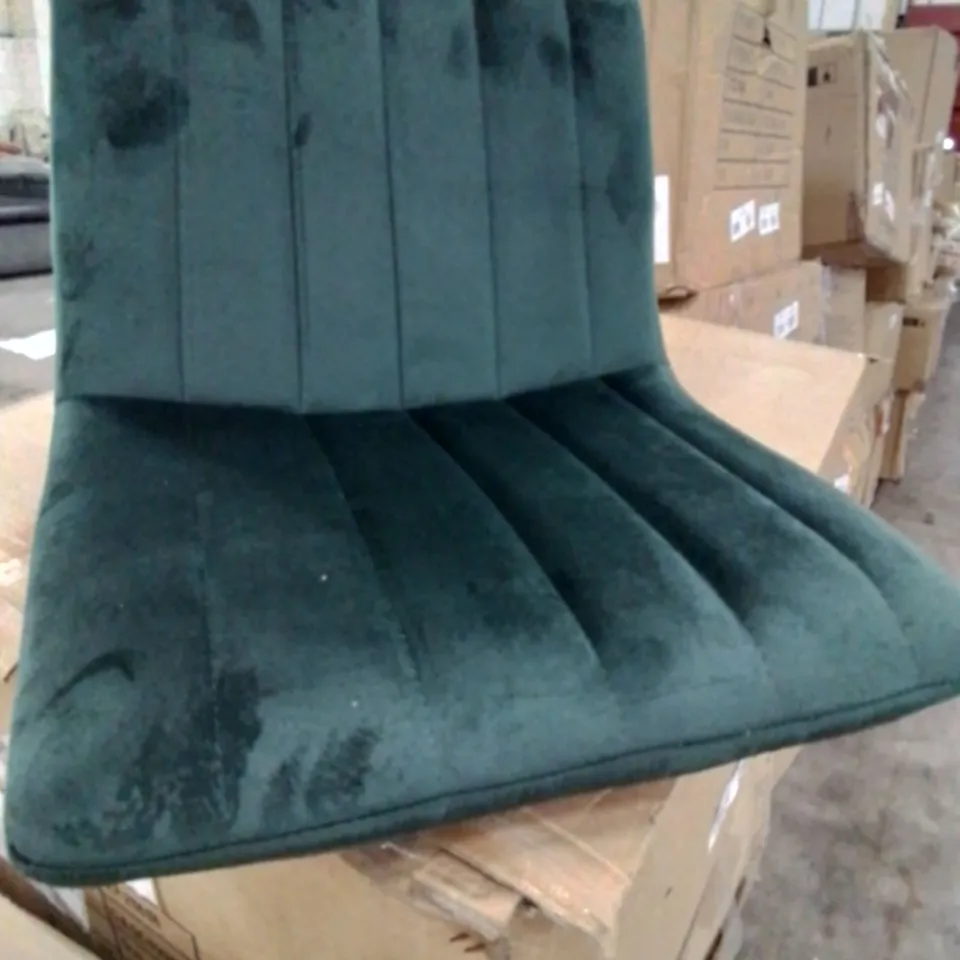 BOXED PAIR BAR STOOLS GREEN VELVET