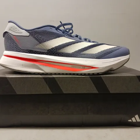 BOXED PAIR OF ADIDAS ADIZERO SL2 SHOES IN BLUE/WHITE/RED UK SIZE 10.5