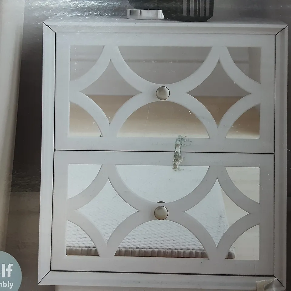 BOXED DELPHI 2-DRAWER BEDSIDE TABLE - GREY - H60 X W46 X D30 CM