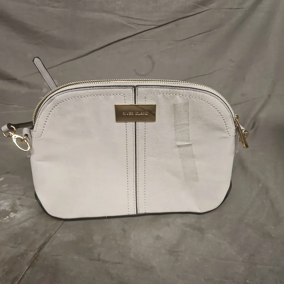 RIVER ISLAND GREY CROSSBODY BAG WITH GOLD TONE FRONT PLAQUE