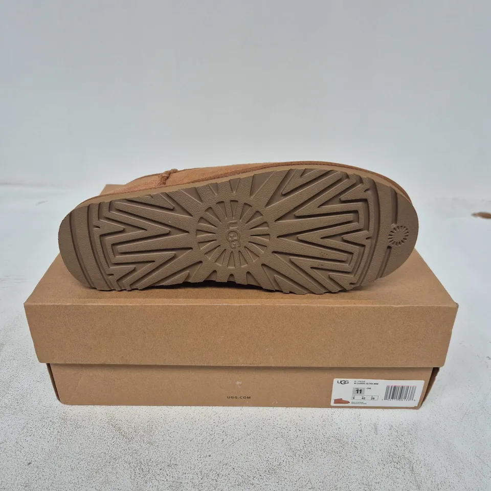 BOXED PAIR OF UGG W CLASSIC ULTRA MINI IN CHESTNUT - UK 9