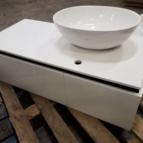 BRAND NEW WHITE WALL HUNG VANITY UNIT WITH BOWL BASIN 101Γ47Γ33CM