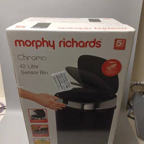 MORPHY RICHARDS CHROMA BLACK 42 LITRE SQUARE SENSOR BIN