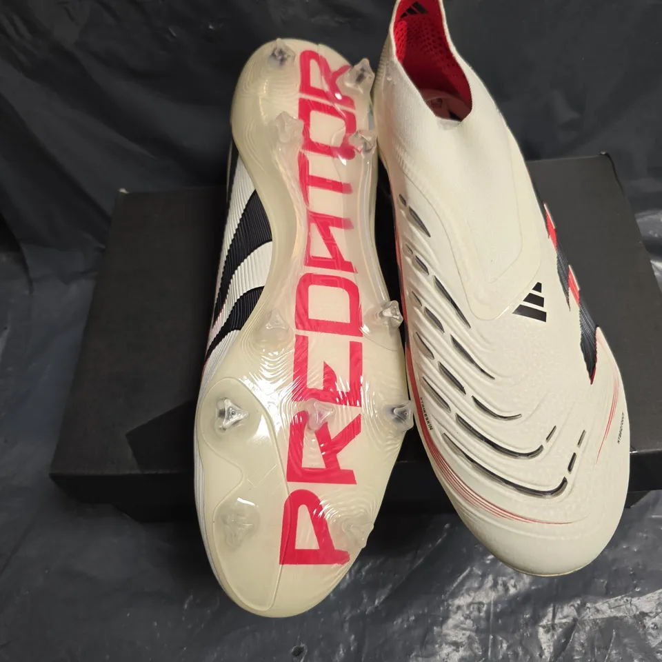 ADIDAS PREDATOR ELITE LL FG FOOTBALL BOOTS – WHITE/BLACK/RED, UK 9.5 (US 10 / EU 44)