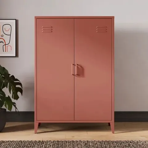 BOXED HELGA METAL TALL SIDEBOARD - TERRACOTTA (1 BOX)