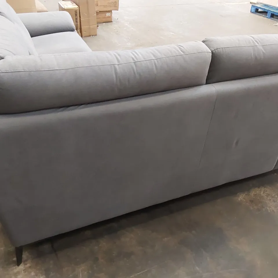 QUALITY DESIGNER ITALIAN MADE MARCELLO GREY FABRIC UPHOLSTERED 1-SEAT RECLINING CORNER SOFA