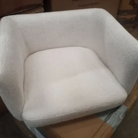 BOXED SWIVEL ARMCHAIR - CREAM FABRIC
