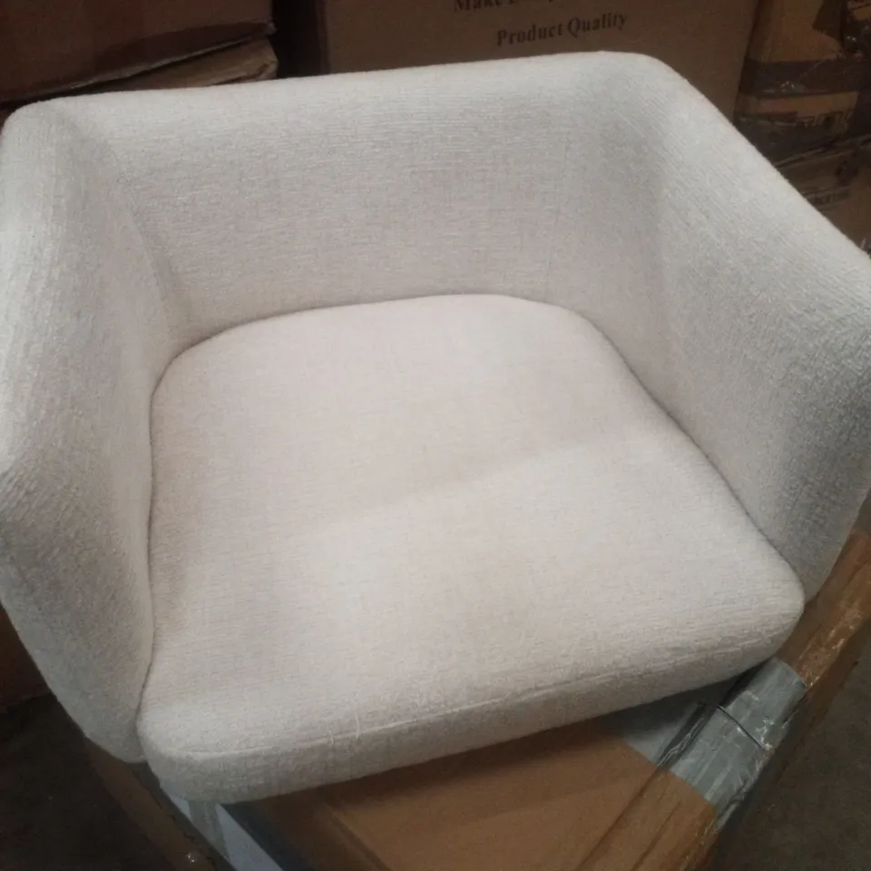 BOXED SWIVEL ARMCHAIR - CREAM FABRIC