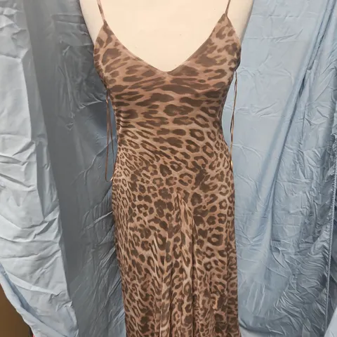 ZARA LEOPARD PRINT MAXI DRESS – SPAGHETTI STRAPS, EU/USA S; MEXICO 26 (MADE IN TURKEY) 