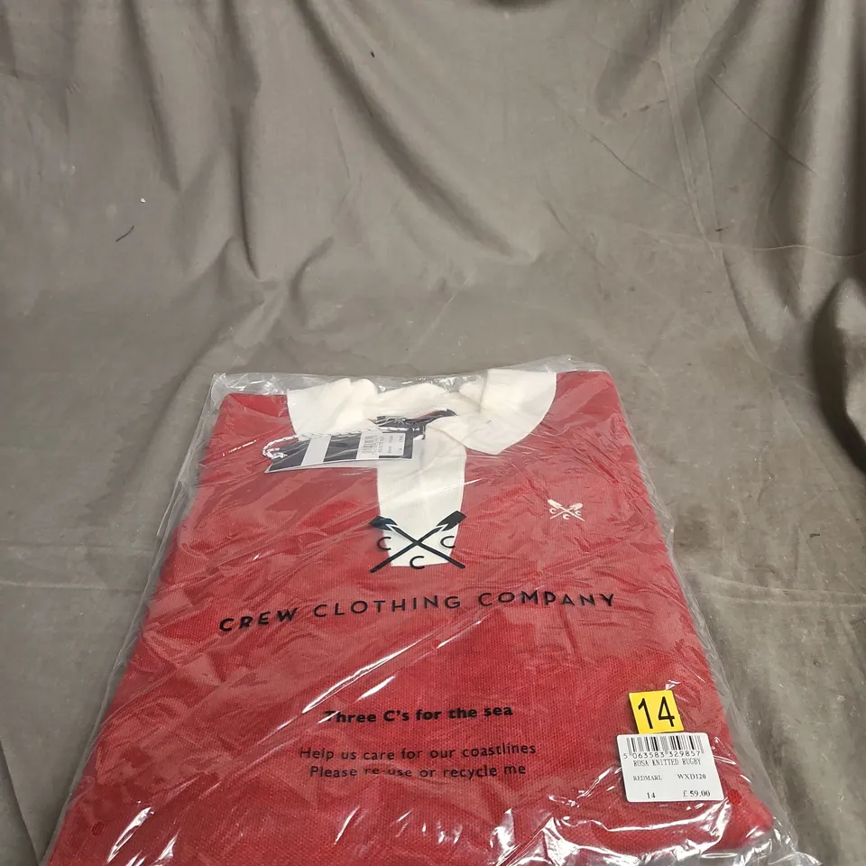 CREW CLOTHING ROSA KNITTED RUGBY JUMPER – WOMEN’S UK 14, RED MARL