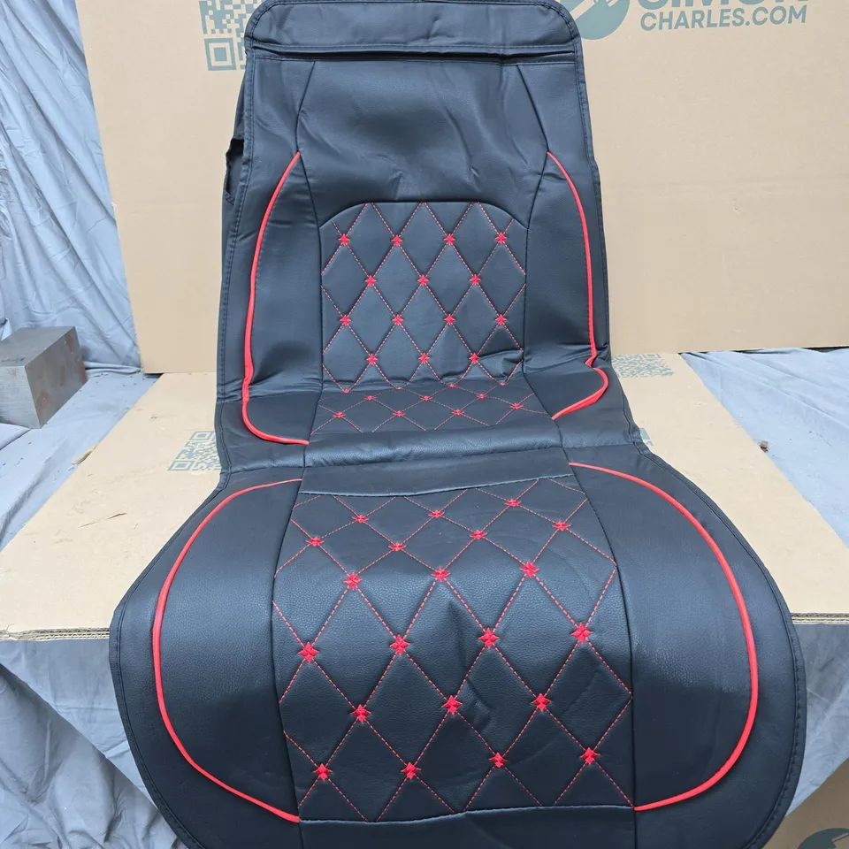 CAR SEAT COVER / PAD – DIAMOND QUILTED BLACK WITH RED TRIM