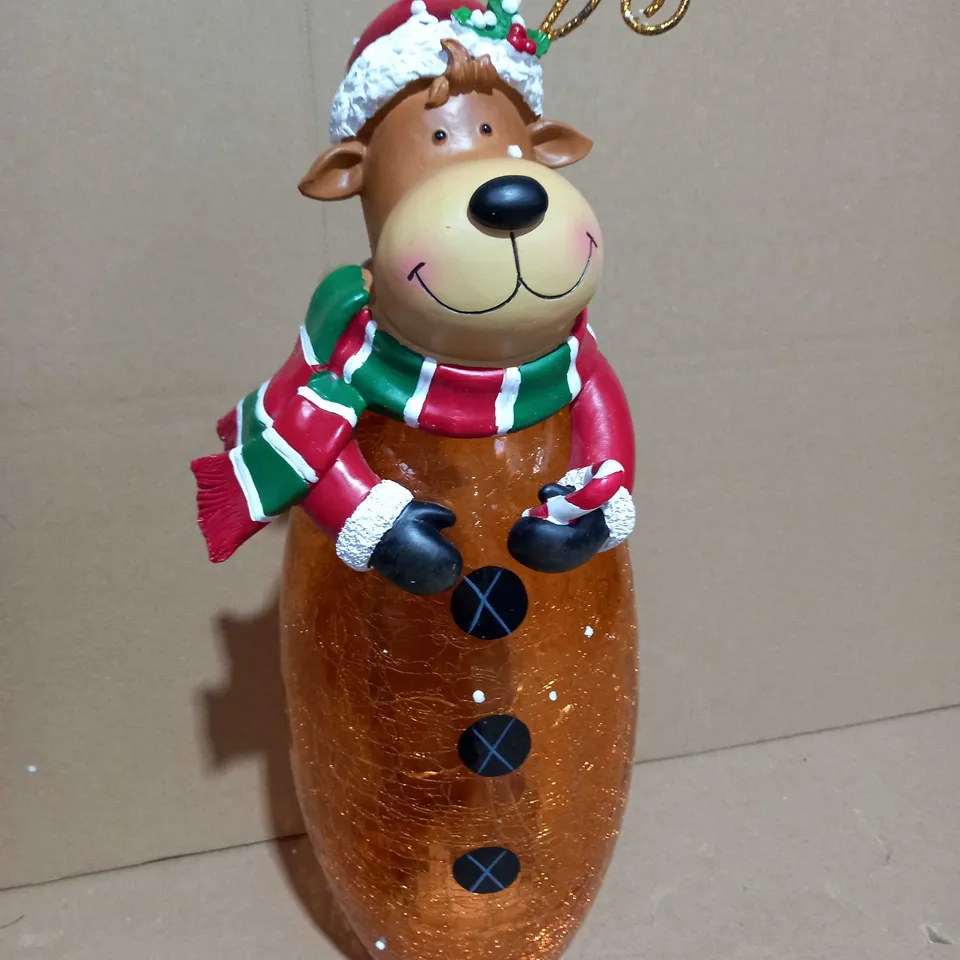 FESTIVE PRE-LIT LARGE GLASS CHRISTMAS CHARACTER - REINDEER