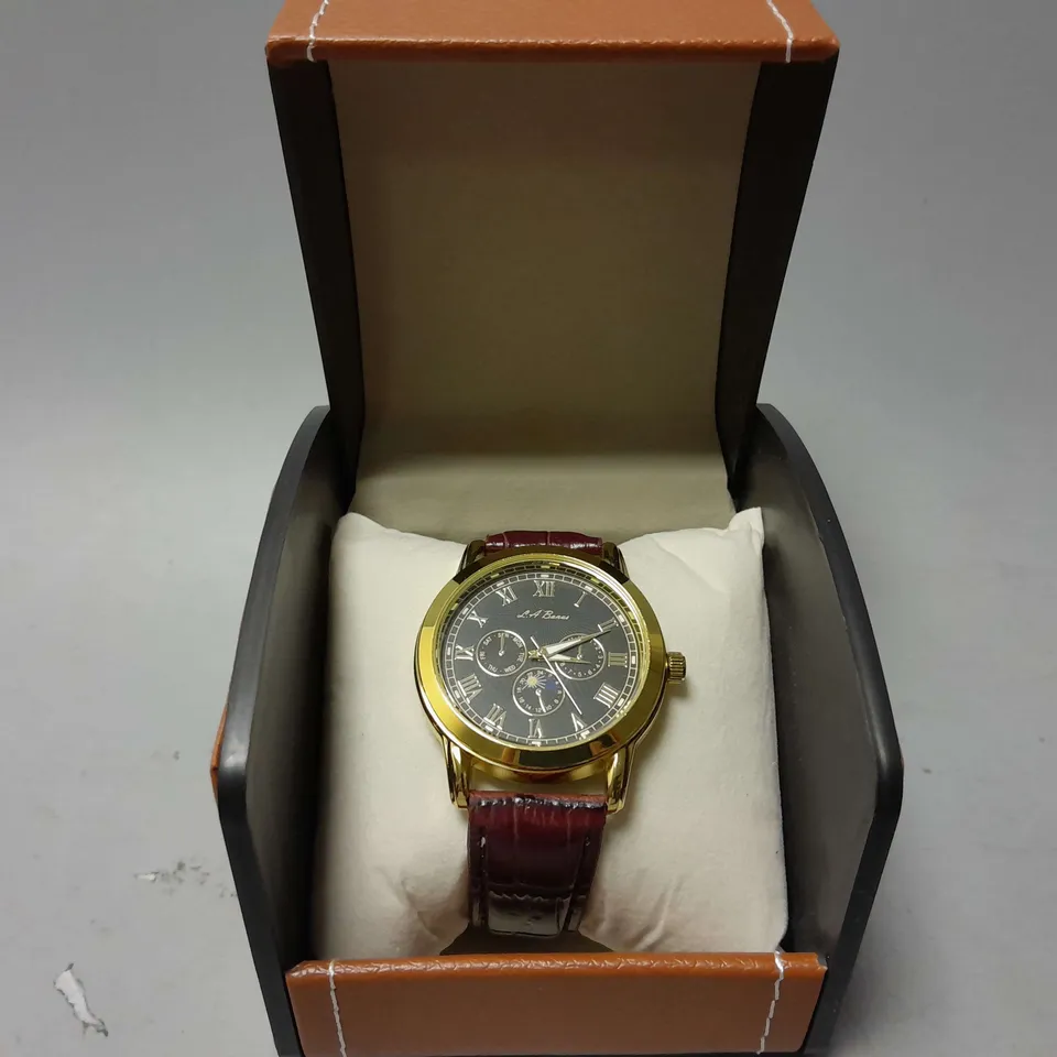 LA BANUS CHRONOGRAPH MOVEMENT LEATHER STRAP WRISTWATCH 