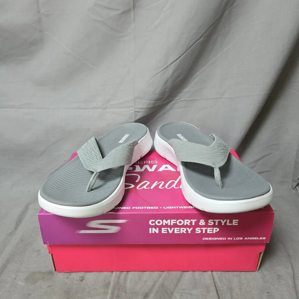 SKECHERS GREY SLIP-ON SANDALS – SIZE 6