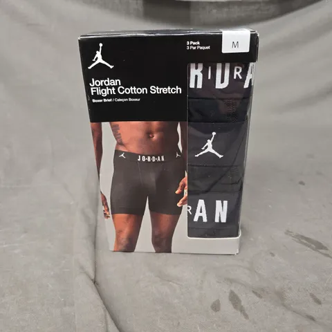 JORDAN FLIGHT 3PACK COTTON STRETCH BOXER BRIEFS IN BLACK SIZE M