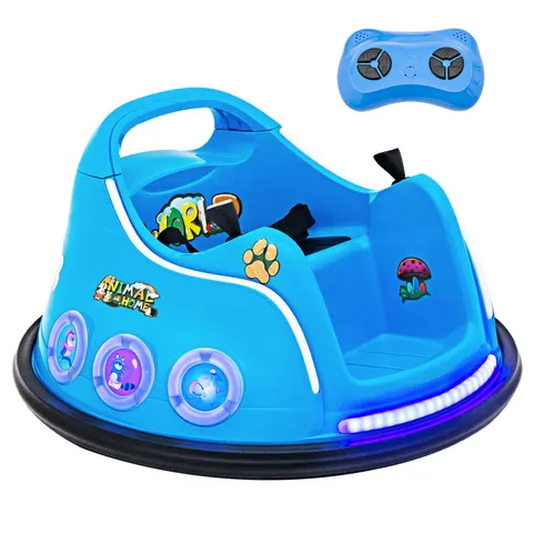 BOXED COSTWAY ELECTRIC BUMPER CAR WITH 360° SPIN AND REMOTE CONTROL FOR TODDLERS AND BABIES - NAVY