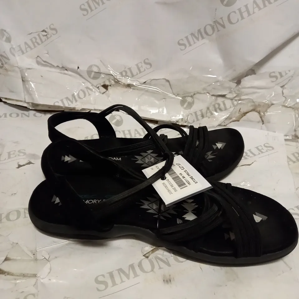 BOXED PAIR OF SKECHERS REGGAE SANDALS IN BLACK - SIZE NOT SPECIFIED