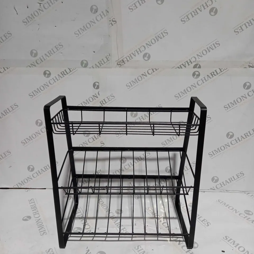 WH0806 BLACK METAL MULTI-TIER FREESTANDING STORAGE RACK