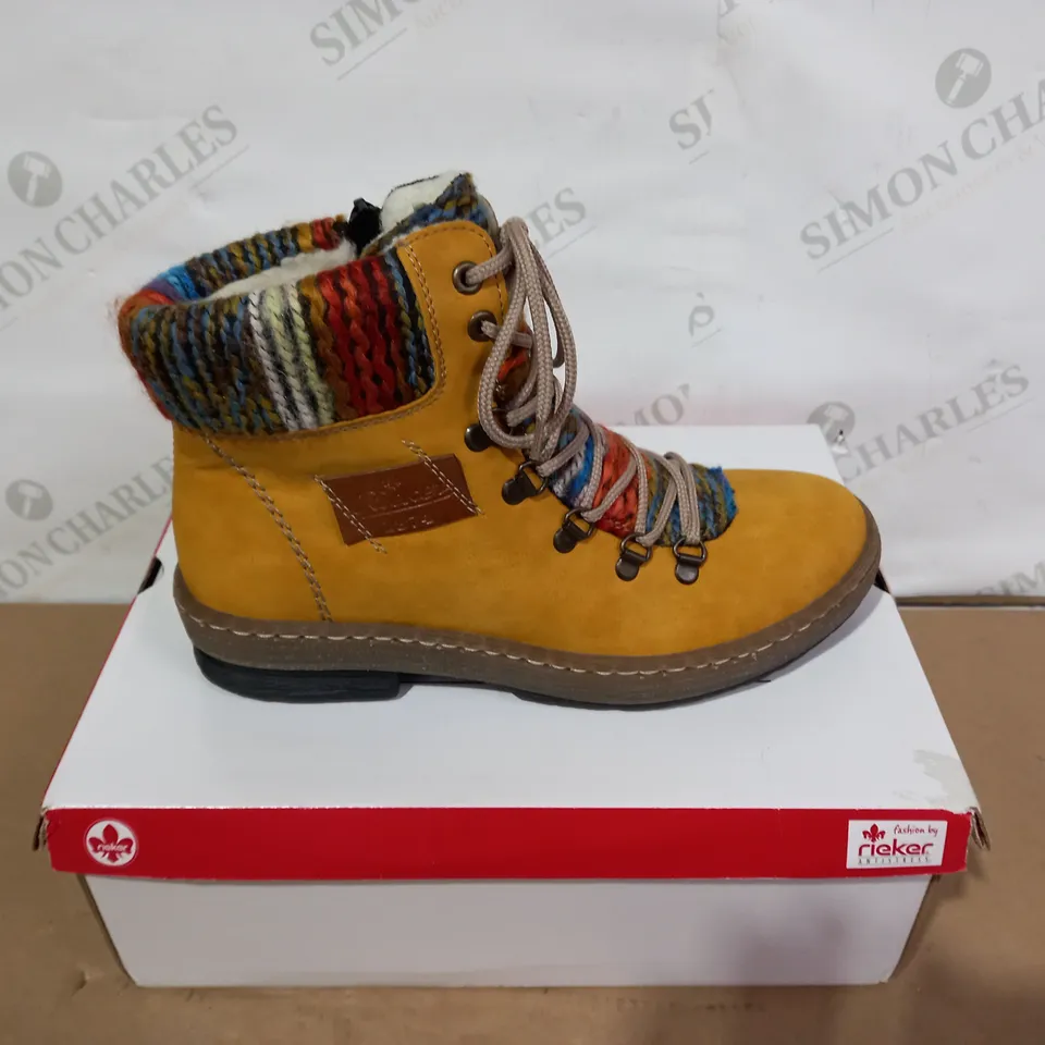 BOXED PAIR OF RIEKER BOOTS - SIZE 39