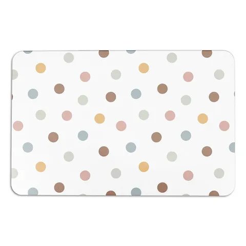 ARTSY MATS STONE NON SLIP NATURAL BATH MAT - POLKA DOT WHITE