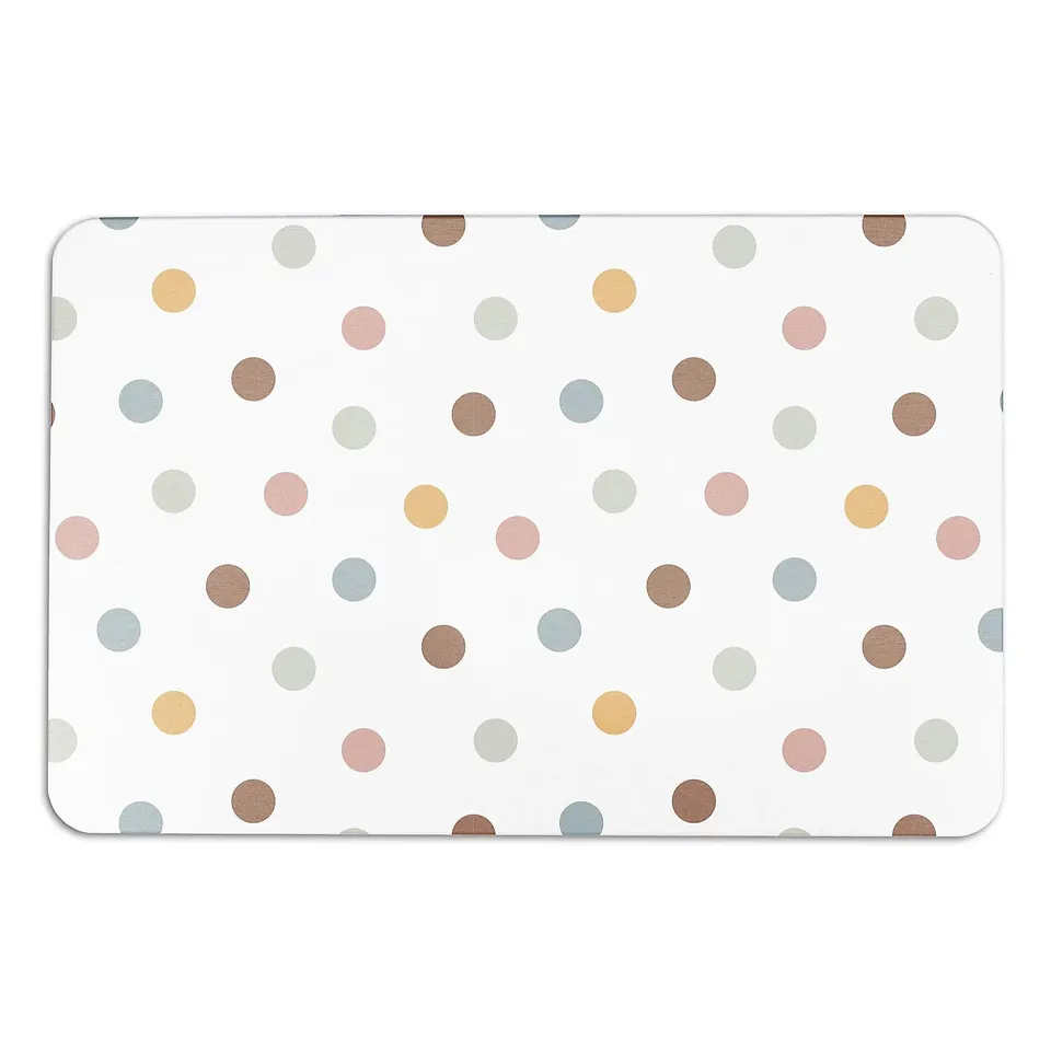 ARTSY MATS STONE NON SLIP NATURAL BATH MAT - POLKA DOT WHITE