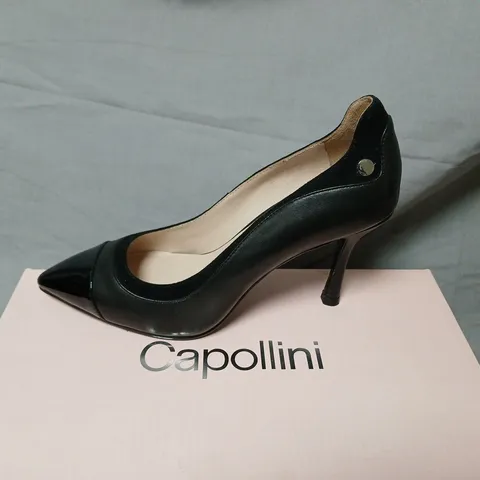 CAPOLLINI PATSY HIGH HEEL PUMPS – UK 3.5 (EU 36) BLACK PATENT