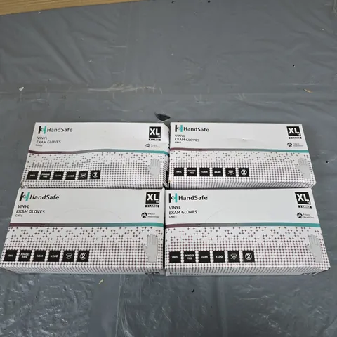 4 X HANDSAFE VINYL EXAM GLOVES - 100 GLOVES PER BOX - XL