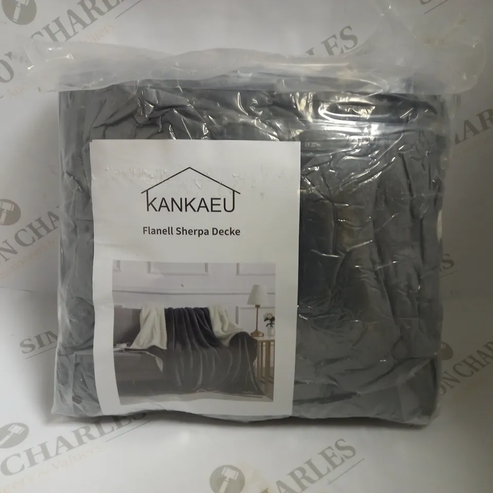 KANKAEU FLANNEL SHERPA BLANKET - GREY 130X160CM