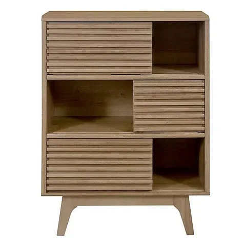 BOXED COPEN DISPLAY CABINET RIGHT IN RIVIERA OAK - MODERN DISPLAY & STORAGE SOLUTION - W790mm X H1069mm X D350mm (1 BOX)