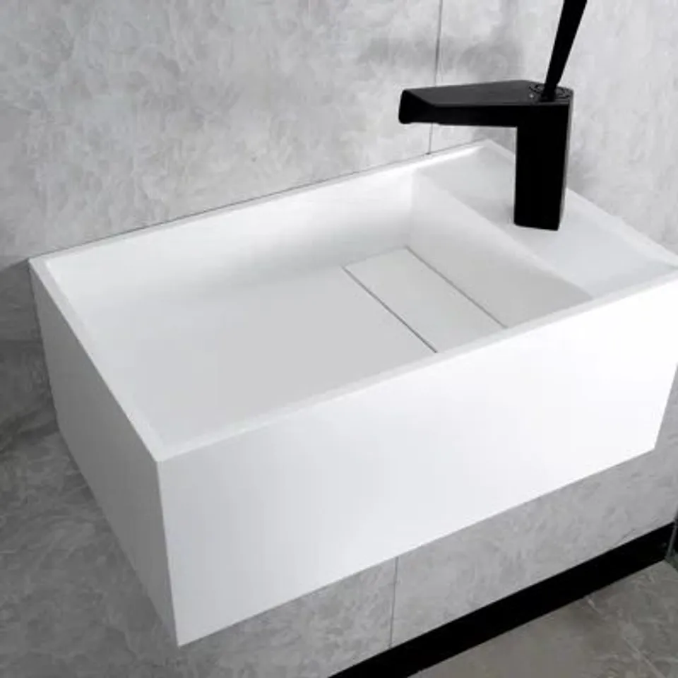 BOXED IVY BRONX 40×40MM WHITE CERAMIC OVAL SINK WITH OVERFLOW