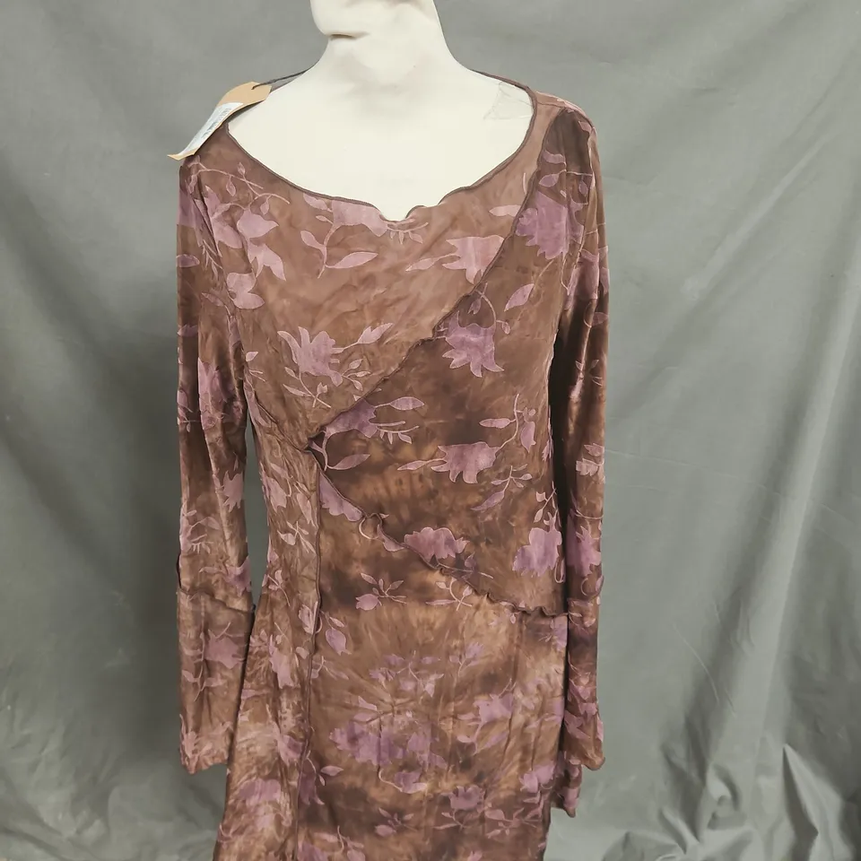 DISTURBIA BROWN FLORAL DRESS – UK 14 (US 10, EU 42)