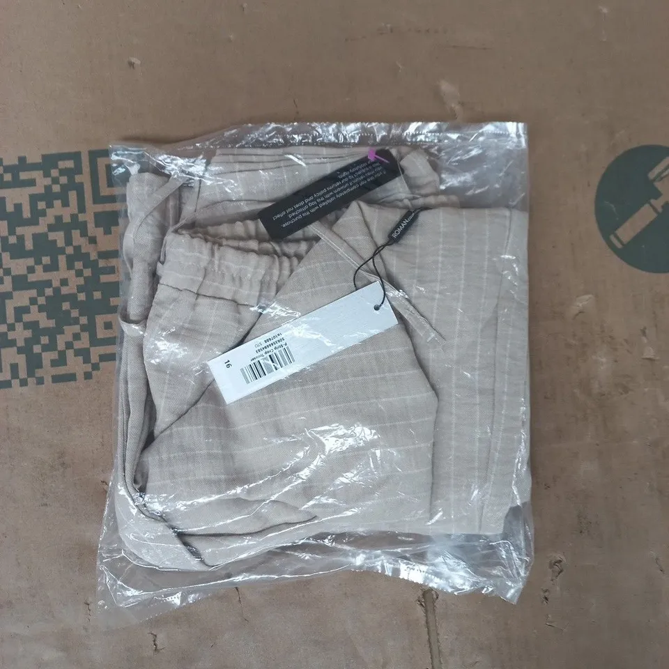BAGGED ROMAN P-STRIP CROP TROUSERS IN SAND SIZE 16