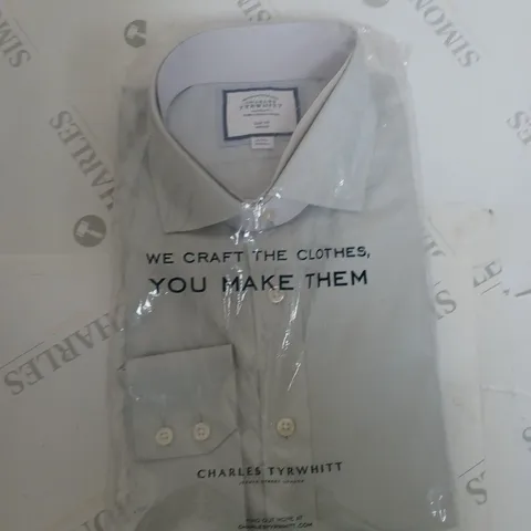 CHARLES TYRWHITT SILVER GREY NON IRON TWILL CUTAWAY SLIM FIT SHIRT