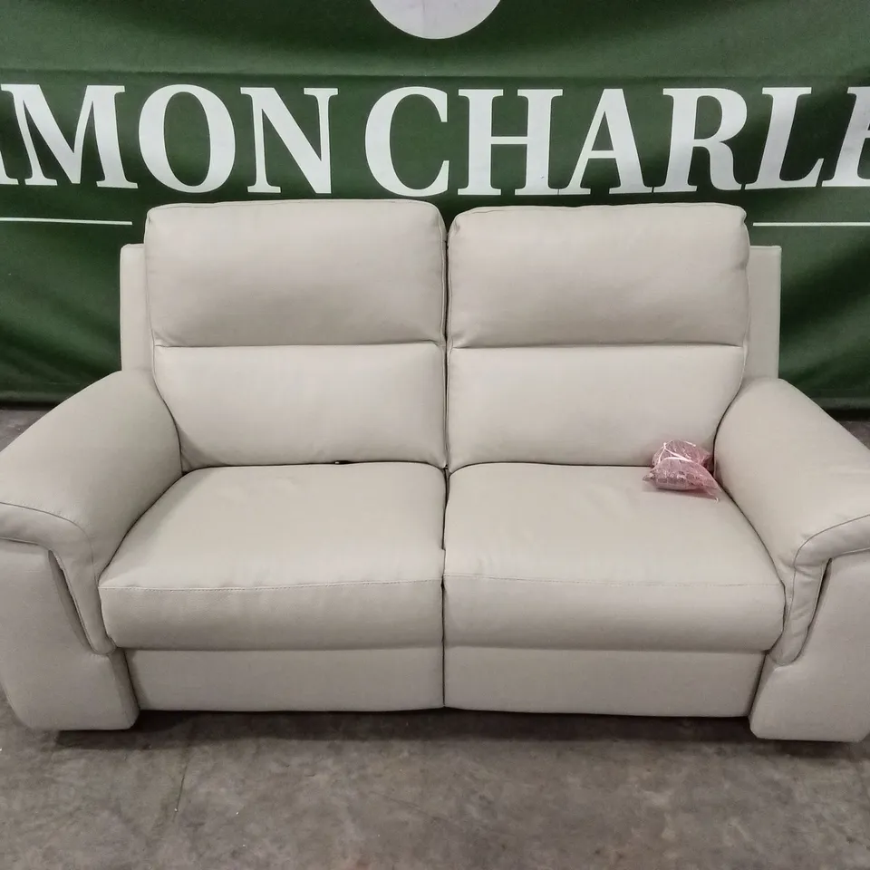 QUALITY DESIGNER ITALIAN MADE 2 SEATER ELECTRIC RECLINER LEATHER SOFA - BEIGE