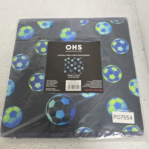 BAGGED OHS STORAGE CUBE 2-PACK, FOOTBALL PRINT (27X27X27CM) β MONO
