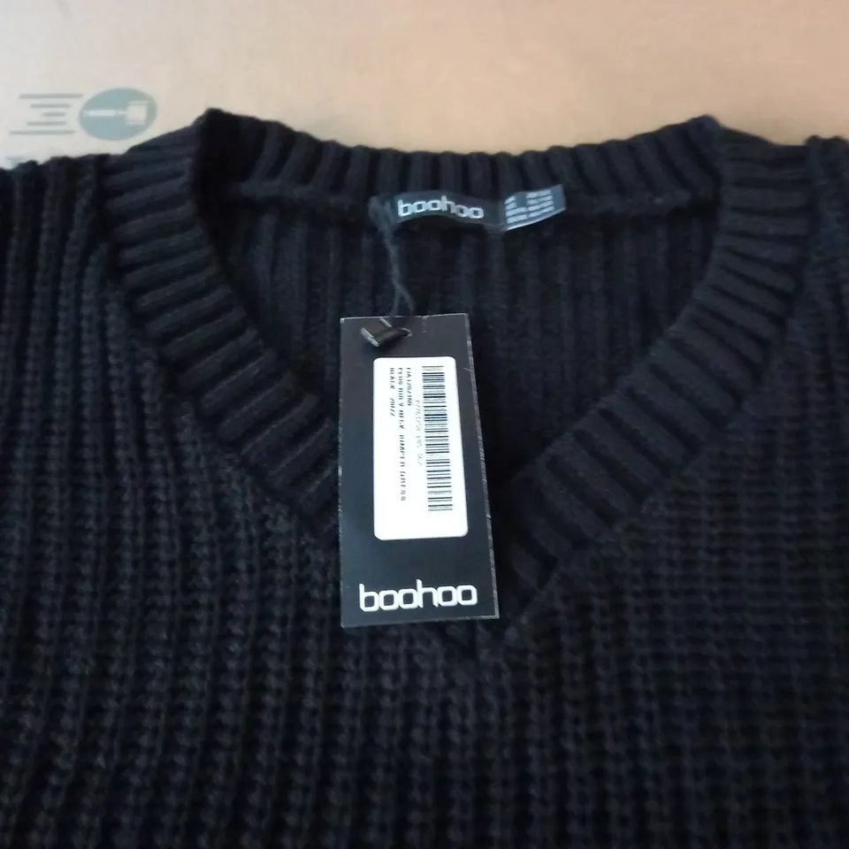 BOOHOO PLUS RIB V-NECK JUMPER DRESS - 20/22