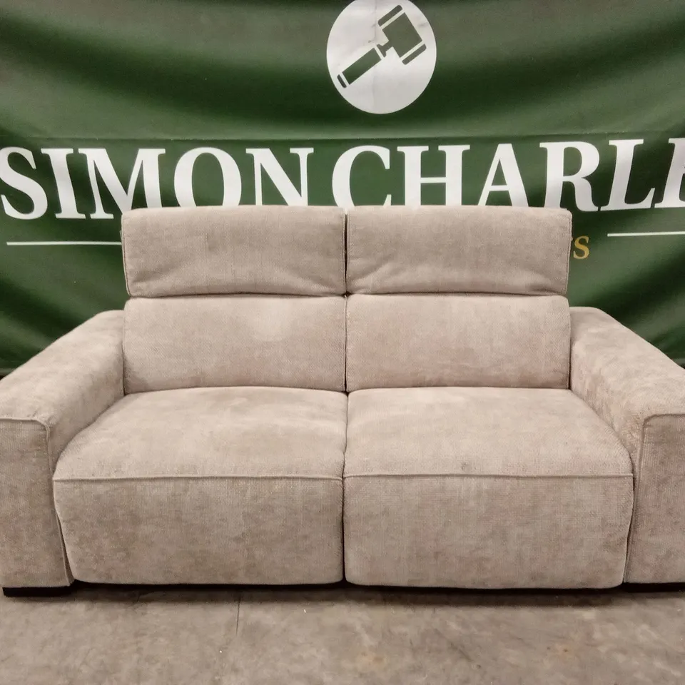 VENOSA 3 SEATER POWER RECLINER FABRIC SOFA - NATURAL RRP £1399
