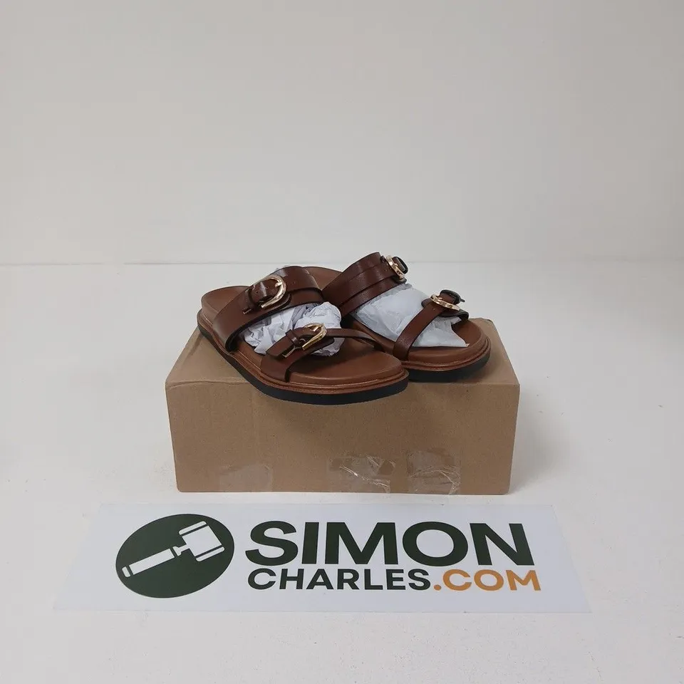 WHERE’S THAT FROM ABRINA FLATFORM SANDALS WITH DOUBLE BUCKLE STRAP DETAILS - SIZE 6