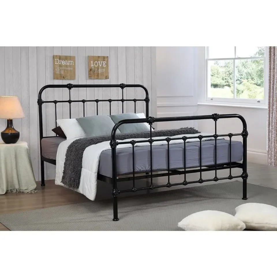 BOXED LOCKWOOD SMALL DOUBLE BED FRAME - GLOSSY BLACK (2 BOXES)