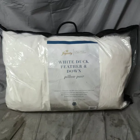 FOGARTY WHITE DUCK FEATHER & DOWN PILLOW PAIR