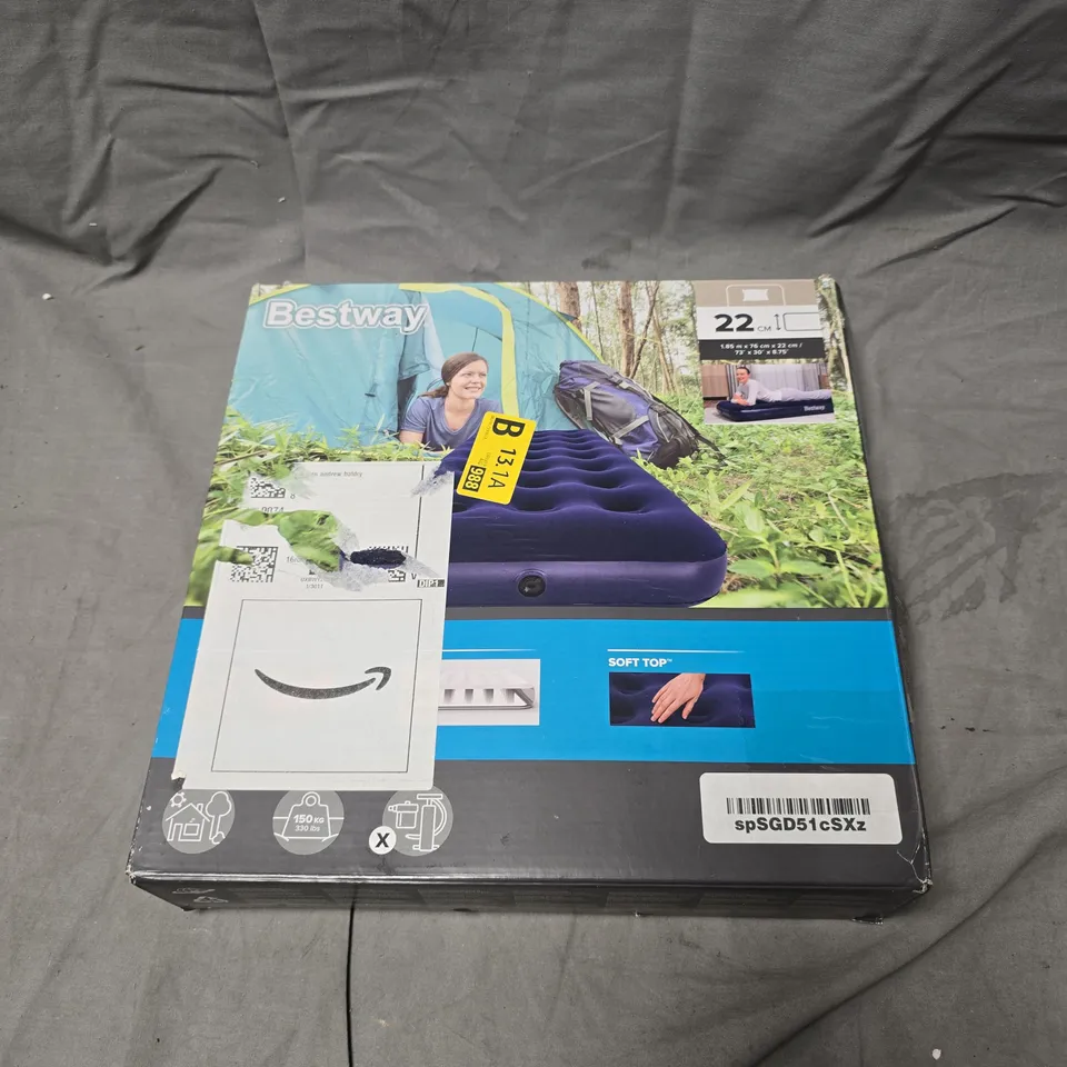 BESTWAY 22 CM DEEP INFLATABLE AIR MATTRESS – 1.85M X 0.76M X 0.22M (BOXED)